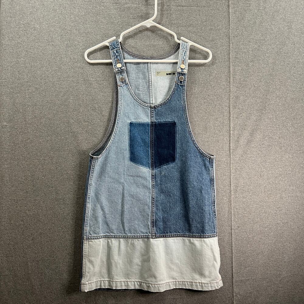 Top Shop MOTO Overall Jeans Dress Women Size 2 Blue Denim